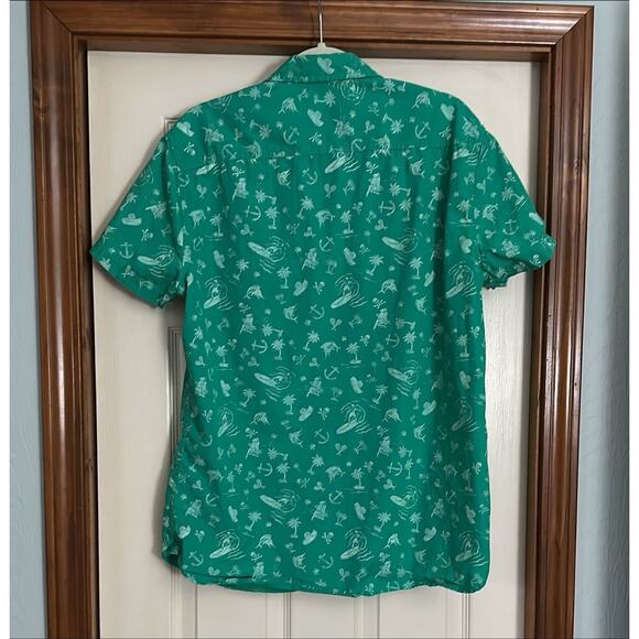 Hang Ten XL Surf Green Hawaiian Short Sleeve Shirt Button - Picture 3 of 4